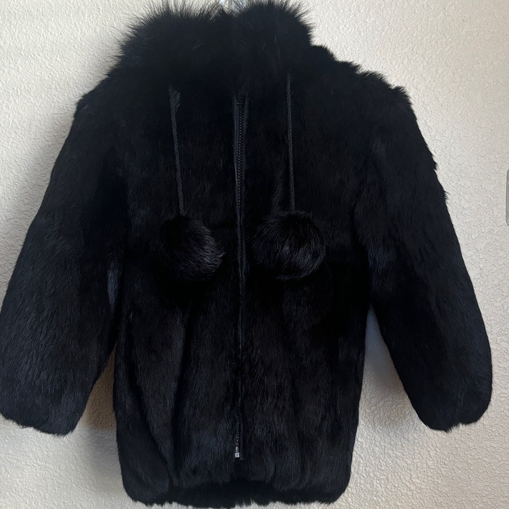Luxurious Black rabbit Fur Coat - Picture 1 of 5